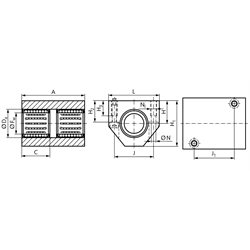 Tandem-Linearkugellager- Einheiten KGT-1 ISO-Reihe 1 Premium geschlossen, Technische Zeichnung