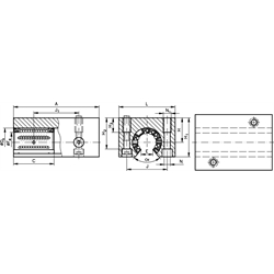 Tandem-Linearkugellager- Einheiten KGT-3-O ISO-Reihe 3 offen Premium, Technische Zeichnung