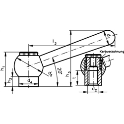 Verstellbare Kegelgriffe 119 St, Technische Zeichnung