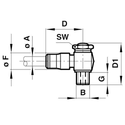 Winkel-Schwenkverbindung mit Dichtring, Technische Zeichnung