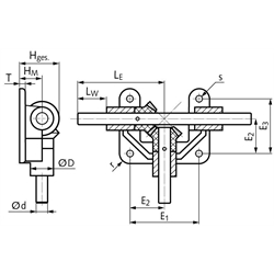 Kegelradgetriebe OW3 Ausführung 30 L, Übersetzung 1:1, Technische Zeichnung