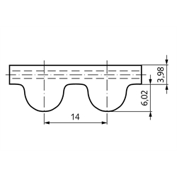 Zahnriemen Profil HTD 14M, Breite 40 mm, Technische Zeichnung